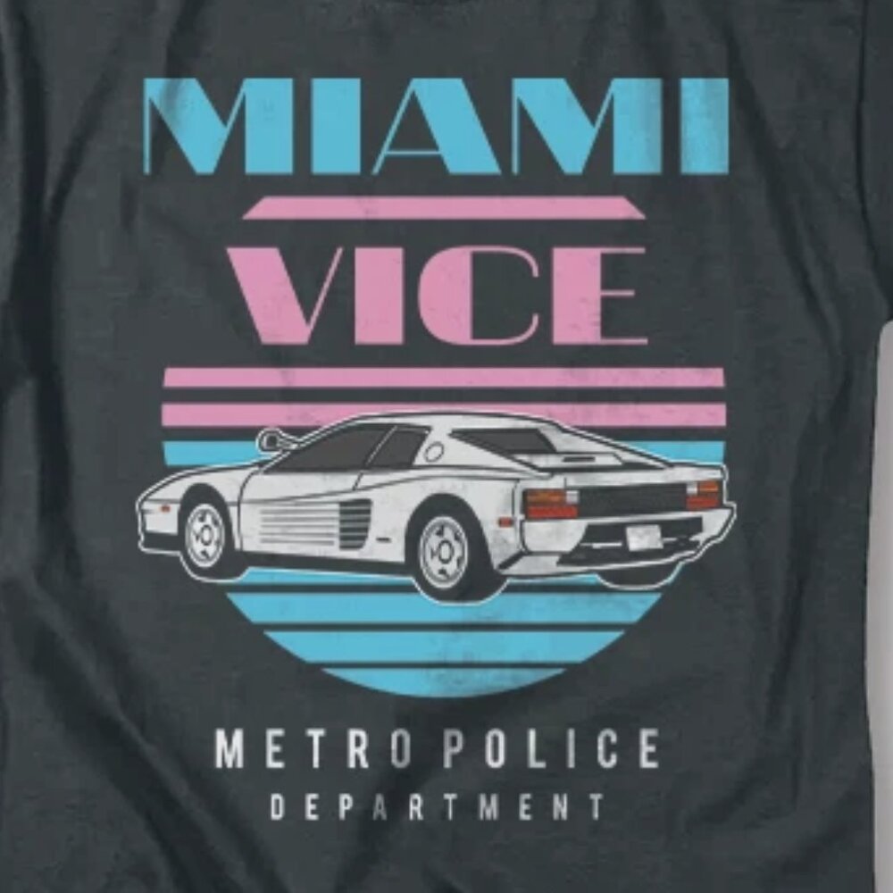 Miami Vice Shirt Classic TV Series Retro Graphic Design T-Shirt 90 - Picture 2 of 5